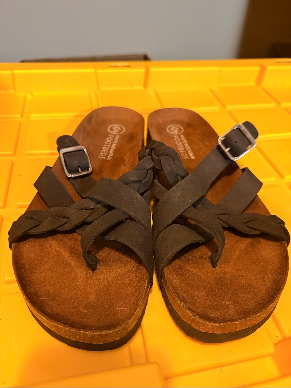 Braided Strap Cork Footbed Sandals - Black